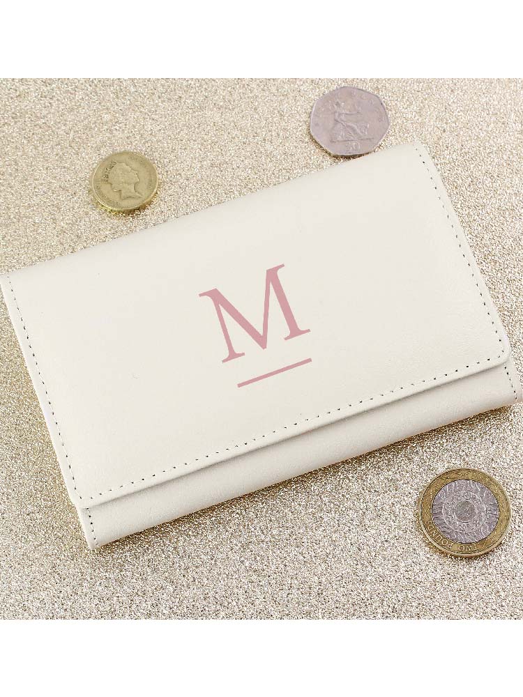Personalised Initial Cream Leather Purse