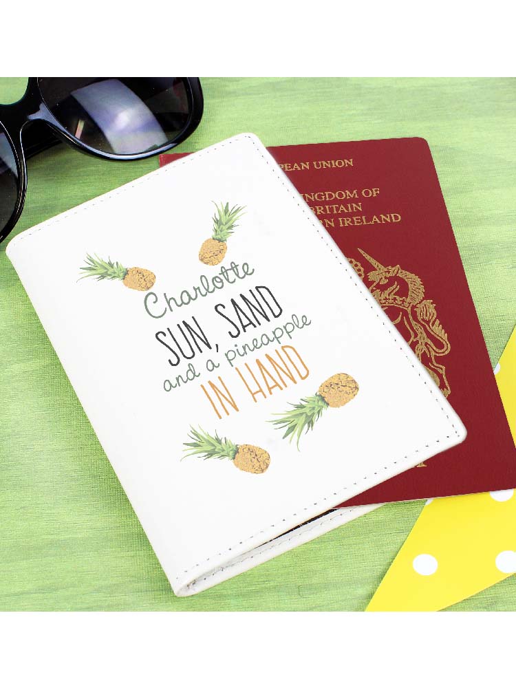 Personalised Pineapple Cream Passport Holder
