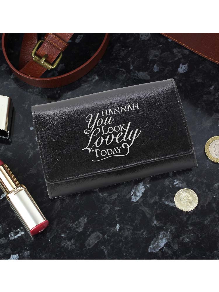 Personalised You Look Lovely Black Purse