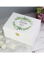 Personalised Fresh Botanical White Wooden Keepsake Box