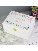 Personalised Fairytale Floral White Wooden Keepsake Box