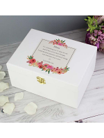 Personalised Floral Wishes White Wooden Keepsake Box