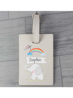 Personalised Hessian Elephant Cream Luggage Tag