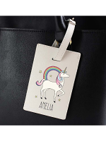 Personalised Unicorn Cream Luggage Tag