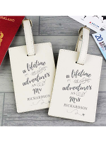 Personalised 'Lifetime of Adventures' Couples Luggage Tags