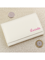 Personalised Pink Name Cream Leather Purse