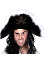 Pirate Hat - Black Velour With Marabou (Quantity 1) *** 1 ONLY IN STOCK ***