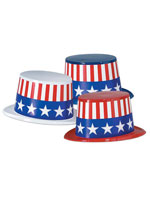 Plastic Top Hats with USA Band