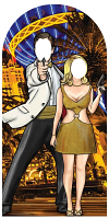 Black and Gold Secret Agent Skyline Stand-In - Cardboard Cutout