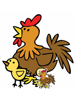 Cute Chicken with Chicks Farmyard Animal 