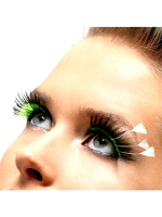Feather Plume Eyelashes - Black - Green and White - Contains Glue