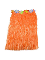 Orange Hula Skirt with Flowers 40cm