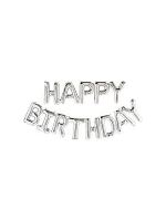 Happy Birthday Balloon Banner - Silver
