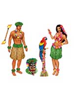 Hula Girl And Polynesian Guy Props (5 In A Pack)