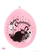 'BABY CHRISTENING' 9" Latex Balloons Pink (10)     