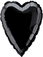 Foil Balloon Heart Solid Metallic Black 