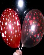 Balloons Hearts Red And Cream Crystal 12"