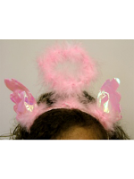 Headbopper Pink Furry With Iridescent Wings And Angel Halo