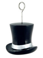 Balloon Weight/Photo Holder Top Hat Black And Silver