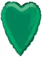 Foil Balloon Heart Solid Metallic Green 