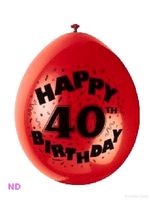 'HAPPY 40th BIRTHDAY'  9" Latex Balloons (10)   