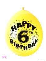 'HAPPY 6th BIRTHDAY'  9" Latex Balloons (10) 