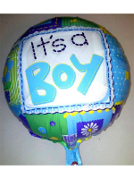 Foil Balloon 'IT'S A BOY' Blue Rounded Patched 18" (Requires Helium)