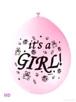 Balloons 'IT'S A GIRL'  9" Latex Balloons Pink (10)     