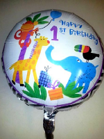 Foil Balloon 'HAPPY 1ST BIRTHDAY ' Jungle Animals