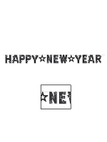 Glittered Happy New Year Banner - Black & White