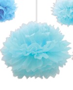 Light Blue Paper Fluff Ball Decoration 