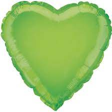 Foil Balloon Heart Solid Metallic Lime Green  
