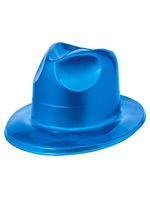 Metallic Blue Plastic Fedora Hat 