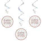 Hanging Swirls - Happy Birthday Rose Gold