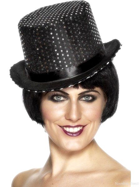 Top Hat Topper Black Felt With Silver Sequins