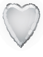 Foil Balloon Heart Solid Metallic Silver 