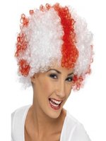 St. George/England Supporters Wig, Red And White