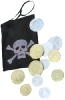 Black Pirate Coin Bag With Coins