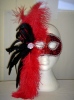 Red Sequin Eyemask With Red And Black Feathers. (1)