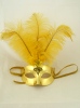 Superior Metallic Gold Feathered Eyemask (1)