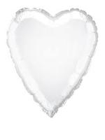Foil Balloon Heart Solid Metallic White  