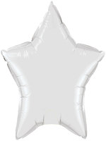 Foil Balloon Star Solid Metallic White